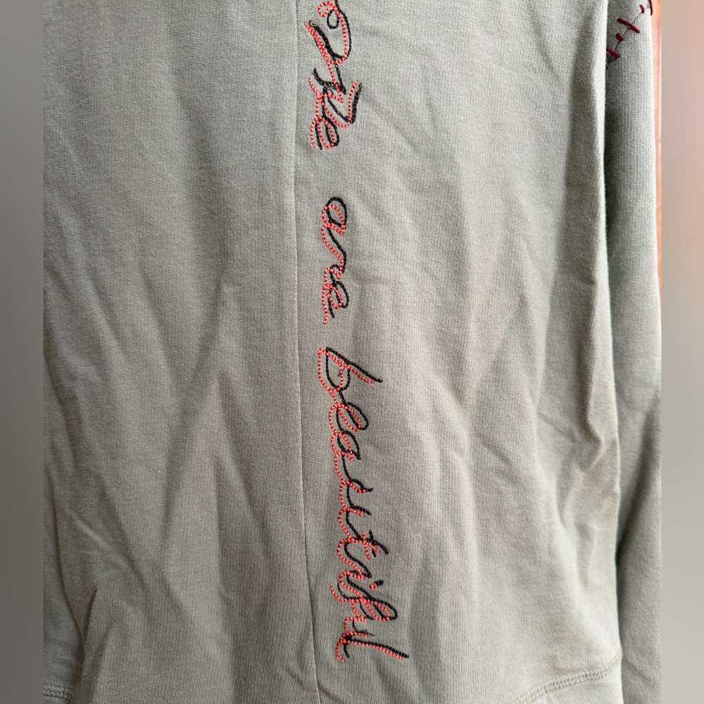 Embroidered Embellished Lightweight Zip Up Jacket With Hood Pockets - Picture 5 of 11